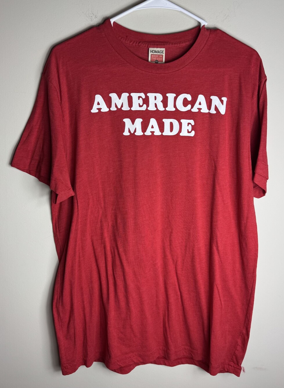 Homage XL Red T-Shirt Made in USA Cotton Blend Short Sleeve